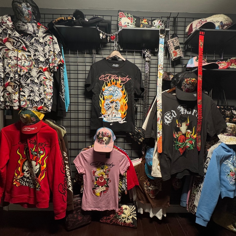 Ed Hardy Black Tee with Fiery Graphic